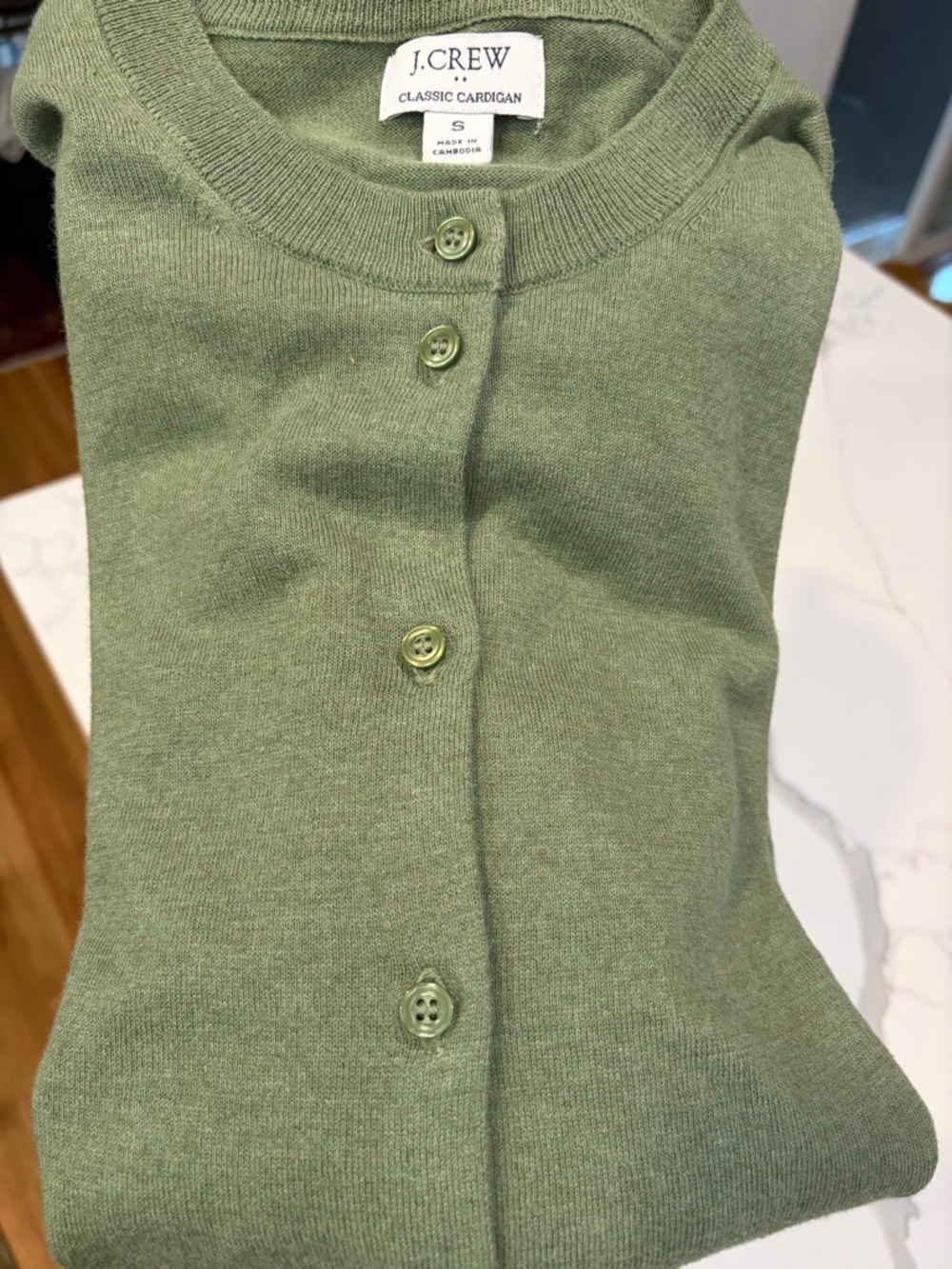 J. Crew classic cardigan Olive- Lightweight Knit - Picture 6 of 8